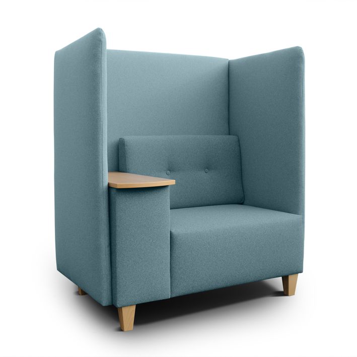 Akustik-Sessel ZONE mit 1 Ablage, SH 43 cm, B1 Stoff o. Kunstleder viele Farben